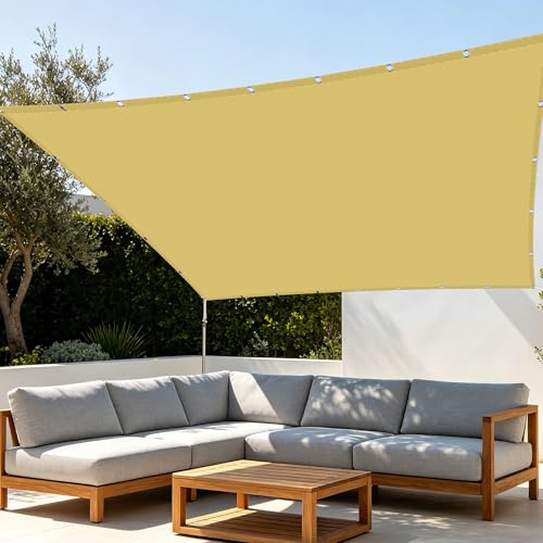Toile d'ombrage rectangulaire jaune sable pour bloquer la chaleur du patio - 2