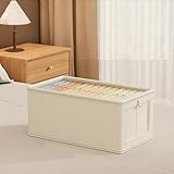 PROHEL Faltbare Aufbewahrungsboxen, Aufbewahrungskorb für Spielzeug, Decken, Kleidung, Kleiderschrank, Regale, Büroprodukte, Organizer (40 x 25 x 20 cm, Beige - ohne Deckel)