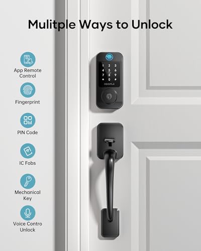 HEANTLE Wi-Fi Front Door Lock Set, Keyless Entry Fingerprint Smart Deadbolt - image 2