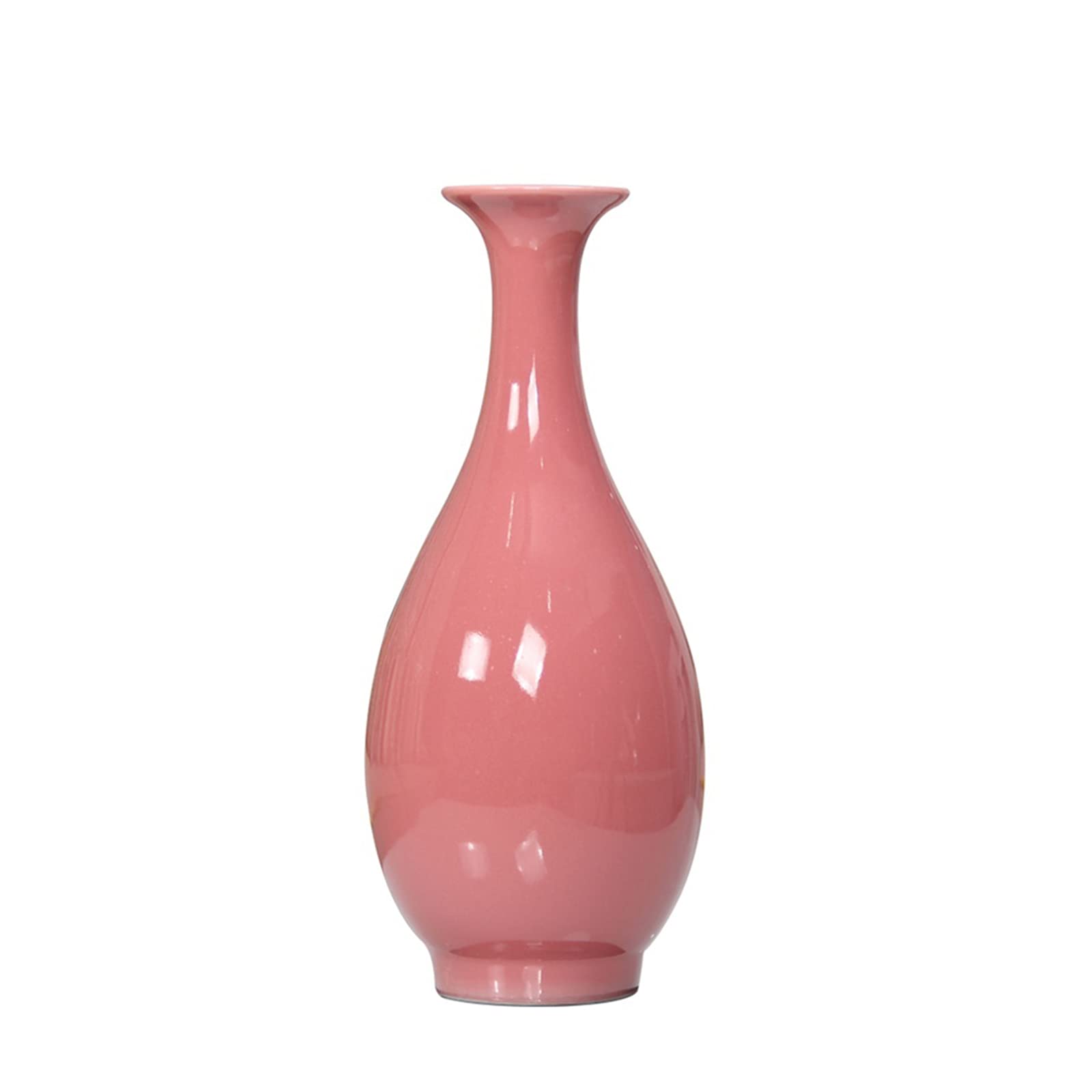 asdchZen Indoor Gardening Pink Decorative Vase, Modern Home Decoration Ornaments Tea Room Bookcase Ceramic Vase
