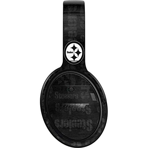 Skinit Decal Audio Skin Compatible with Bose QuietComfort 35 II Headphones - Officially Licensed NFL Pittsburgh Steelers Black & White Design