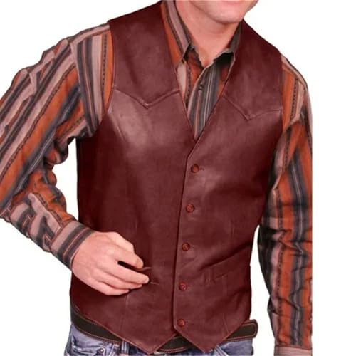 Leather Vest For Men Motorcycle Steampunk Waistcoat Western Cowboy Party Dress Gilet4