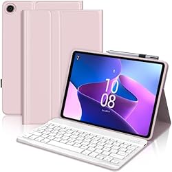 FARYODI Funda con Teclado para Lenovo Tab M10 Plus 3rd Gen 10.6'' (TB-125FU/128FU/128XU) - Teclado inalámbrico Desmontable Bluetooth con Cubierta Protectora,Rose