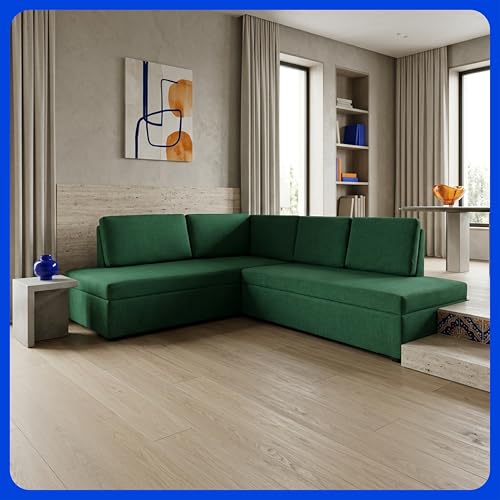 LASE MUEBLES - Sala Esquinera León 5 Plazas 2 Piezas Armada con Cojines - Verde