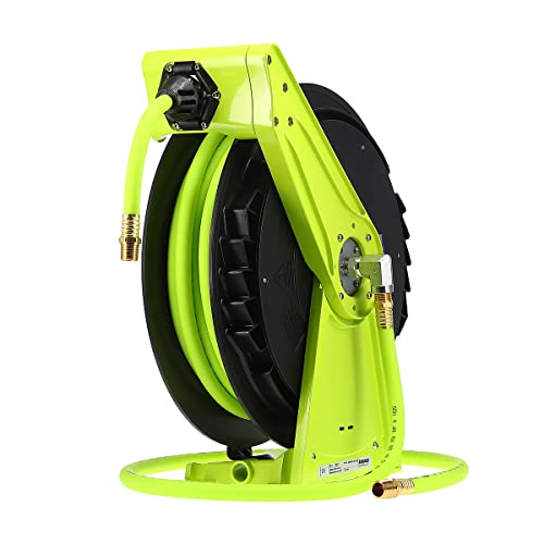 Flexzilla Pro Performance Series Air Hose Reel, 1/2 in. x 50 ft., Heavy Duty, Lightweight, Hybrid, ZillaGreen - L8041FZ