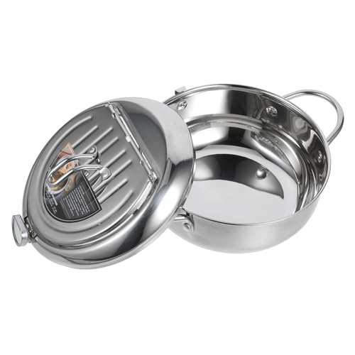 PRETYZOOM 1Pc Compact Tempura Frying Pot with Drainer Rack Non Stick Design for Easy Cooking for Restaurants and More