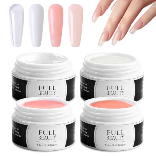 4 * 15 ml Kit Gel de Uñas para Constructor, Gel Constructor Uñas, para Extensiones y Modelado,para Fortalecedor, Decoración y Reparar Uñas Rotas
