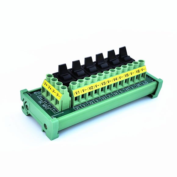 DIN Rail Mount 6 Channel Paddle Switch DC Power Distribution Strip Module