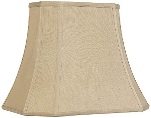 Taupe Medium Rectangle Cut Corner Lamp Shade 10" Wide X 7" Deep At Top And 16" Wide X 12" Deep At Bottom And 13" Slant X 12.5" H (Spider) Replacement With Harp And Finial - Imperial Shade #TOP13