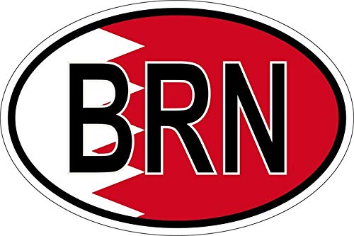 Akachafactory Autocollant Sticker Ovale Oval Drapeau Code Pays BRN bahrein