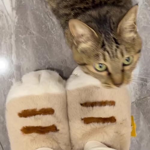 Plush cat paw slippers，non-slip soles, cozy and cute slippers2