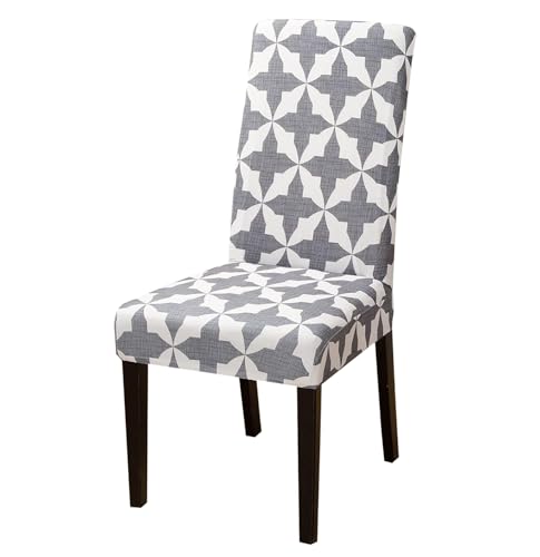 Image of House of Quirk Elastic Chair Cover Stretch Removable Washable Short Dining Chair Cover Protector Seat Slipcover (Pack of 1, White Twix)