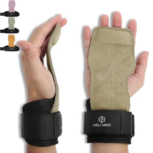 HELI MIAO Fast Grip Leder Zughilfen Krafttraining Profi Schnellverschluss für Bodybuilding, Fitness, Crossfit, Krafttraining, Powerliftin - Lifting Straps für Frauen und Männer, Braun HELI MIAO Fast Grip Leder Zughilfen Krafttraining Profi Schnellverschluss für Bodybuilding, Fitness, Crossfit, Krafttraining, Powerliftin - Lifting Straps für Frauen und Männer, Braun