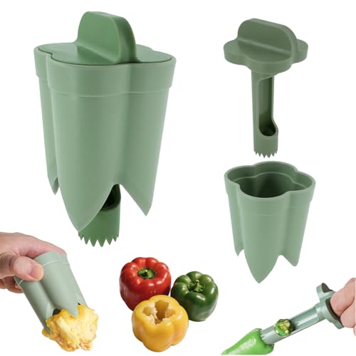 FANTEXY 2-in-1 Pepper Corer Set - Jalapeno Chili Seed Remover and Bell Pepper Corer Quickly Cutter Deseeding Tool,for Vegetables and Fruit,Kitchen and Camping Gadget