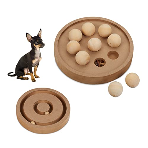 Relaxdays Intelligenzspielzeug, für Katzen & Hunde, MDF, HD: 6x25cm, Futterspielzeug, interaktives Schnüffelspiel, natur