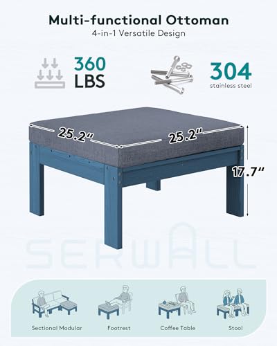 Image of SERWALL HDPE Outdoor Ottoman with Cushions