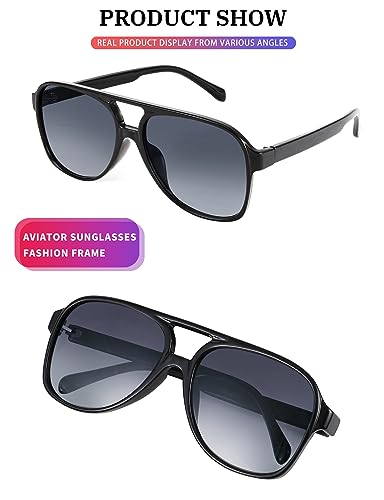 Image of FEISEDY Vintage Retro 70s Plastic Aviator Sunglasses Women Men Classic Large Squared Frame B2751