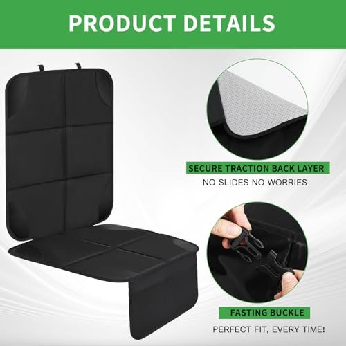Image of Aurelema 4 Pack Non-slip Car Seat Protector and Backseat Organizer Kick Mat with Tablet Holder, Large Waterproof Car Seat Protector with Storage Pockets for Leather and Fabric