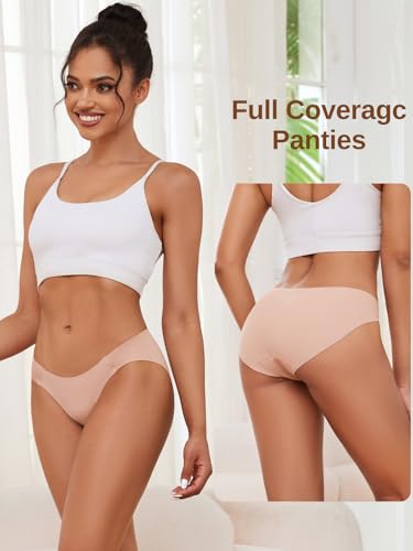 Image of Seamless No Show Underwear:Comfort Sexy Low Rise Womens Panties Stretch Invisible Bikini Briefs Ladies Panty 6 Pack