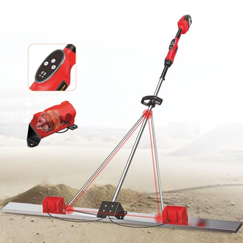 KPOUYYDS Cazzuola elettrica per calcestruzzo, utensile Vibrante per calcestruzzo Power Screed da 180/200 cm, Regolazione 9 velocità, Batteria 7500 mAh, 3000-6000 200cmDualmotormodel-1battery