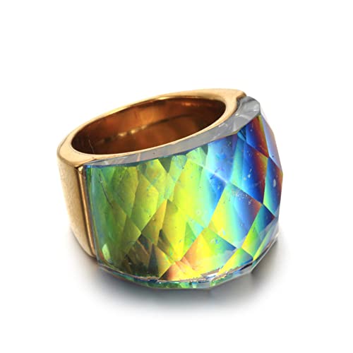Image of HIJONES Men Women Stainless Steel Cubic Zirconia Royal Crystal Rings Wrap Band Cocktail Style