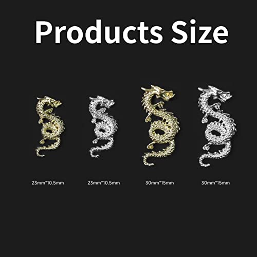 RUNRAYAY 40Pcs Gold & Silver Dragon Nail Art Studs for 3D Nail Charms, Dragon Nail Decoration for Women Girl DIY Nail Art Decor - Image 2