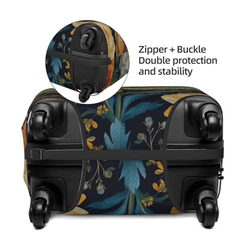 Dragonfly With Floral Botanical Elastic Travel Luggage Covers Dustproof Scratch-Resistant Suitcase Protector Fit 22-24 Inch2