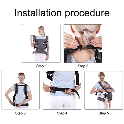 Baby Carrier Newborn Sling, Infants Soft Carriers for Toddlers Sling Wrap Front and Back, Ergonomic Design 4 in 1 Multi-Functional Breathable Adjustable Hug Strap for babies7-45lbs(3-48 Months)