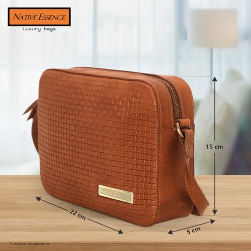 NATIVE ESSENCE Small Genuine Leather Crossbody Pocketbook Brown Camera Pouch Sling Bag for Women4