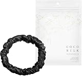 [COCOSILK]シルク ヘアゴム 跡がつかない シルク100％ 髪ゴム おしゃれ 大人 ヘアアクセサリー ココシルク シルクヘアゴム(Small(ゴム), ブラック)