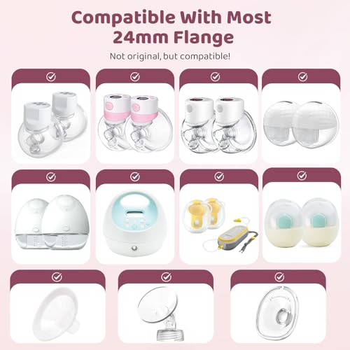 Image of Nursi Luna Flange Insert 15mm 4PCS for 24mm Flange /Shield, Flange Sizing Kit Silicone Flange Insert with Storage Box, Cleaning Brush, Breastfeeding Essentials Kit for Moms