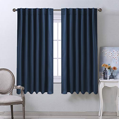 NICETOWN Blackout Curtains Window Drapes - (Navy Color) 52 inches W by 63 inches L, Set of 2, Blackout Curtain Panels for Boy's Nursery