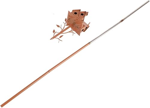 Miniatura 5 de JTLB Estacas de jardín para pajareras, casa de pájaros de metal con poste, arte de metal, casa de pájaros, casa de colibrí, casa de pájaros de metal