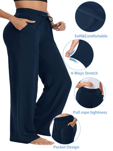 Pantalon grande taille ample anti-frottement à taille haute stretch
