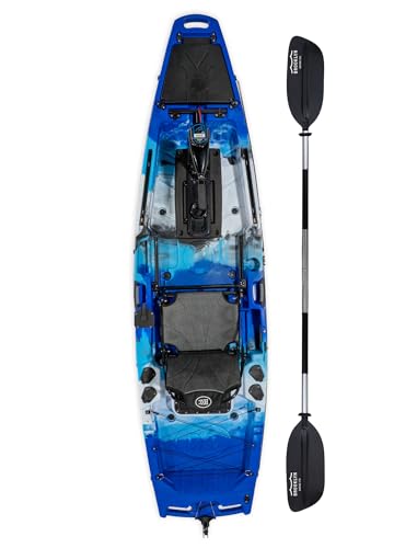 Brooklyn 10.5 Pro Motorized Fishing Single Kayak by BKC, Solo Sit-on-Top Angler Kayak with Trolling...