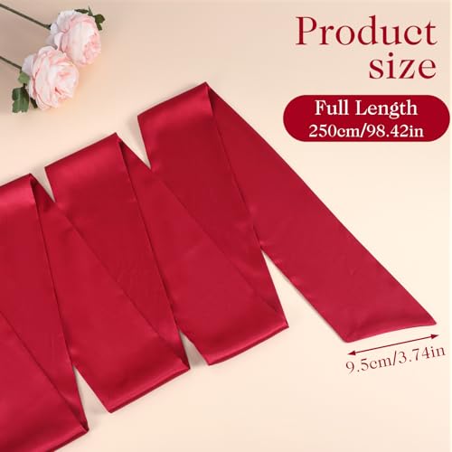 2pcs Sash Belts for Women, Sash Belt, 3.74In Wide Bridal Ribbon Belt for Wedding Formal Prom Party Special Occasion, Black & Red Sash Belts3