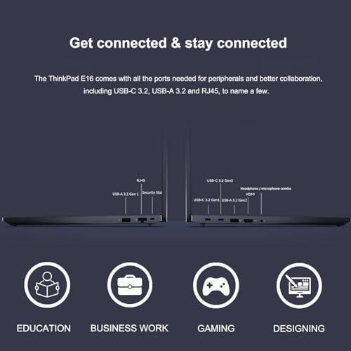 Image of Lenovo ThinkPad E16 Gen 2 16 inch Business Laptop - WUXGA - Anti-Glare - AMD Ryzen 5 7535U (> Intel i7-1360P) - 16GB DDR5-512GB SSD - Fingerprint Reader - Backlit KB - FHD Webcam - Win 11 Pro w /Copilot