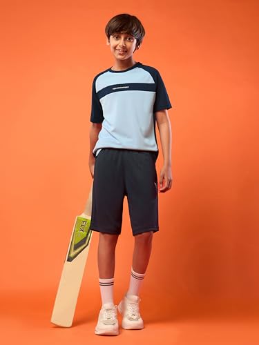 Image of TECHNOSPORT Boy's Polyester Slim Fit Crew Neck Half Sleeve T-Shirt with Technocool+, Anti Microbial Propeties for Sports and Regular Use