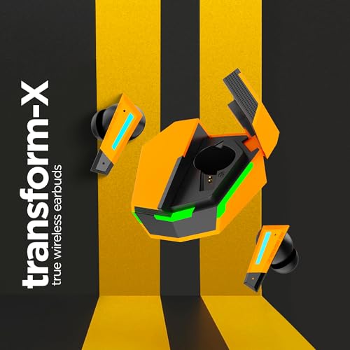 Image of Nu Republic Transform-X with X-Bass, ENC Technology, 60 Hrs Playtime, TWS with Mic and Hall Sensor, Fast Charge, Dual Mode TWS Earbuds - Yellow