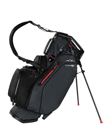 Sun Mountain Men's C130 Lightweight VLO Hybrid Golf Bag, 15-Way Top, 2026 Model, Steel Black Red