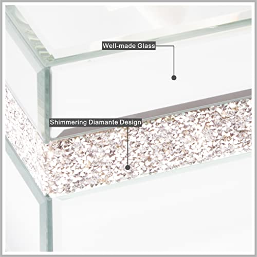 Diamante Mirrored Tissue Box Cover & Brush Holder Kit Tissue Box Holder For Dresser Living Room Bedroom Luxury Gift (Mirror) #TOP3