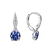 Caperci Sterling Silver Asymmetry Round Created Blue Sapphire Infinity Dangle Earrings for Women