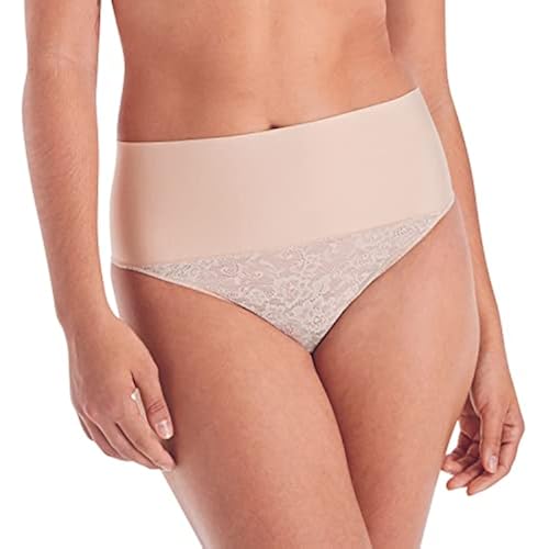 Maidenform womens Tame Your Tummy Lace Thong Panties, Firm Control Shapewear Thong, Cool Comfort