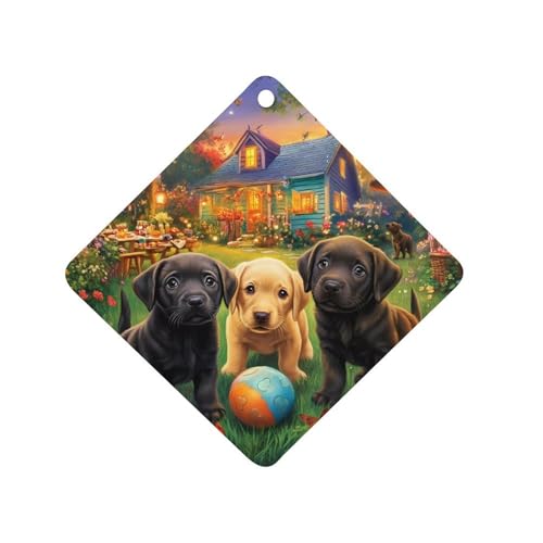 Puppies Dog Play TIme Car Air Freshener Hanging Aromatherapy Tablets for Car Accessories Rhombus