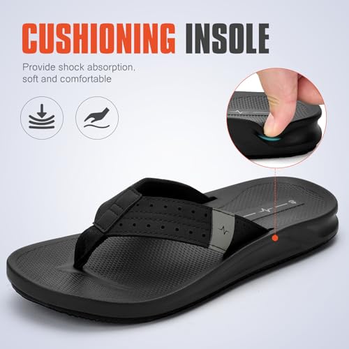 Men's Ultra Soft Cushion Flip Flops with Arch Support, Quick Dry Thong Sandals for Indoor & Outdoor Comfort4