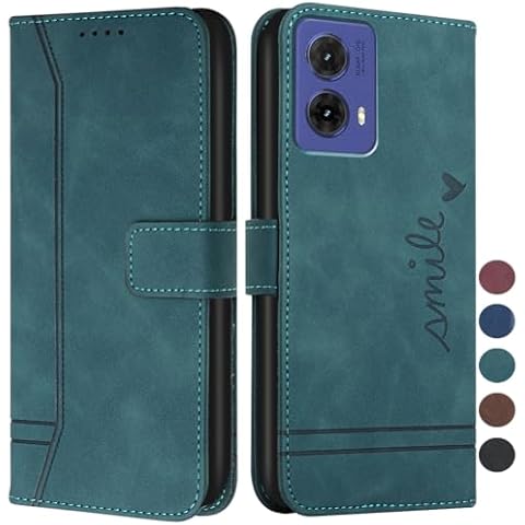 COTDINFOR Case for Moto G85 5G, Moto G85 5G Wallet Case with Card Holder Leather Flip Case with Kickstand Magnetic Shockproof Wallet Case for Motorola Moto G85 5G Smile Green Cover