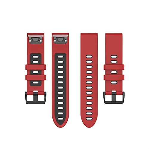 Bracelet montre silicone anti transpiration 20 mm rouge noir Fenix