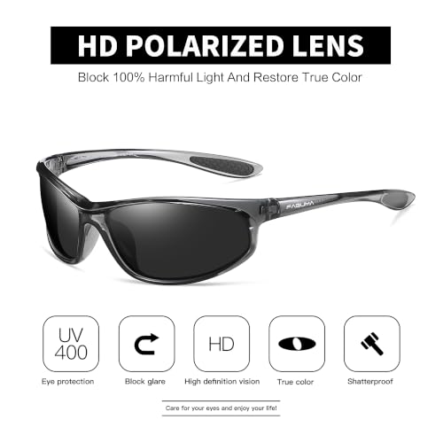 Image of FAGUMA Polarized Sports Sunglasses For Men UV400 Protection | Cycling Driving Fishing