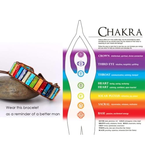 Image of 7 Chakra Bracelet Bohemian Handmade Leather Wrap Healing Protection Natural Stone Yoga Beaded Bracelets Boho Friendship Jewelry