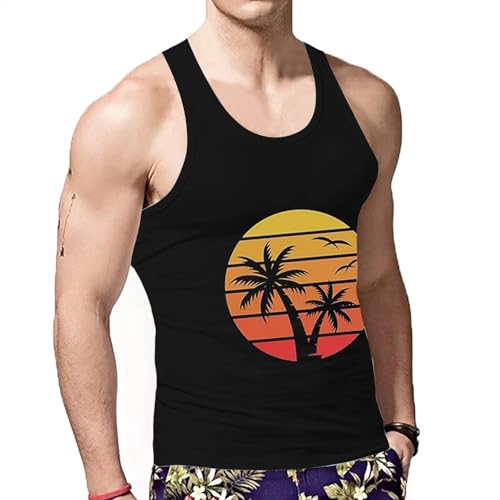 Mäns tanktopp sommarmode casual lös sport strand tryckt väst casual topp blus toppar maritim, svart, XL